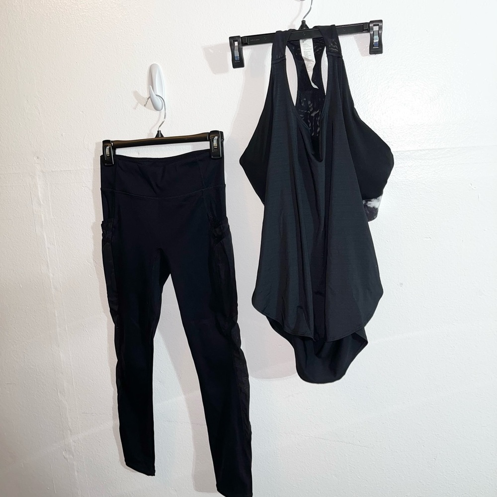 Fabletics Tank Top with Sports Bra & Leggings Bundle Set - Size Small